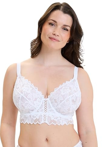 Femme - Bustier Modèle Arum - Blanc - 95/110E - Bretelles Réglables - Avec Armatures - Soutien Gorge Emboîtant - Sans Complexe - Soutien Gorge - Lingerie Femme