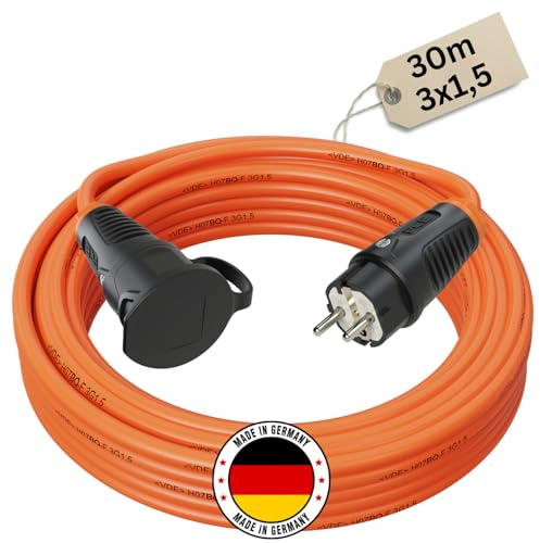 maxgo verlängerungskabel 30 Meter IP54 außen verlängerung 30m stromkabel außenbereich Kabel Strom verlaengerungskabel gummikabel H07BQ-F 3x1,5 schuko Outdoor Extension Cord