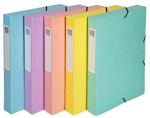 Exacompta Aquarel - Confezione da 8 scatole per raccoglitori elasticizzate, formato A4+, dorso 40 mm, colori assortiti