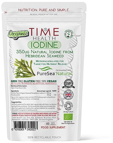 Iodine - Organic Scottish Sea Kelp - PureSea® Natural - UK Made - Zero Additives - Vegan - 120 Capsules