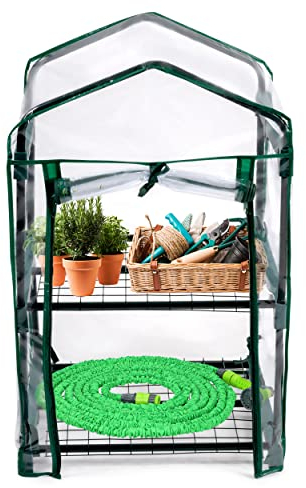 Kinzo Serra da giardino a due piani, 45 x 50 x 80 cm, trasparente e verde