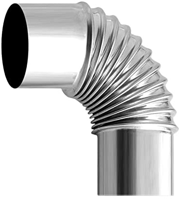Luckxing Bogenknie Silber, Winkel Von 90°, Abgasrohr Aus Feueraluminiertem Stahl, Rostfreier Rohrbogen, 90° Gerippt 60mm Durchmesser Ofenrohr Rauchrohr Feueraluminiert Silber 90° Bogenknie Winkel