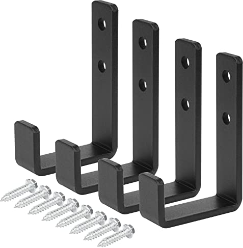 TSSS 4 Stück 110 mm schwerlast Wandhaken J Form, bis 100kg, Schwarz Universalhaken zum Schrauben für Haus, Garten, Garage, Werkzeug
