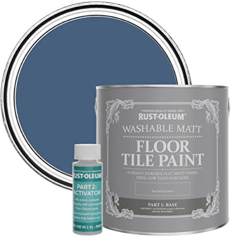 Rust-Oleum strapazierfähige, abwaschbare Bodenfliesenfarbe in blau Matt Finish - Tinte Blau 2,5 Litres