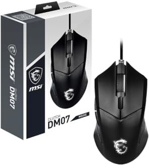 MSI Clutch DM07 Mouse Gaming USB Simmetrico, Sensore Ottico PAW-3519 (fino a 4200 DPI), LED Bianco, 92gr (con aggiunta pesi 103gr), Switch +10 milioni di click