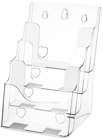 STOBOK Acrylic 4-Tier A4 Brochure Display Stand Clear Information Rack Box for Office Desk Organiser and Flyer Holder