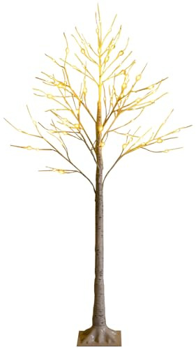 LIFEZEAL Künstlicher Weihnachtsbaum LED, Kunstbaum 150 cm hoch, Zweige aus PVC & Ständer aus Eisen, Lichterbaum Christbaum mit 72 warmweiße LEDs