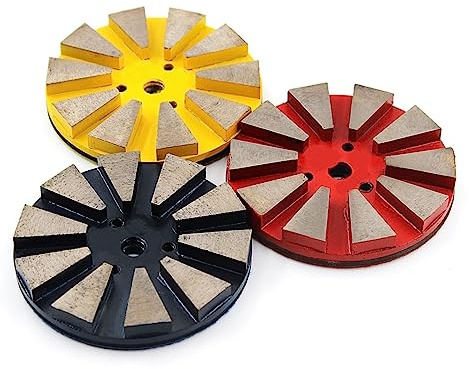 YEJIANGHUA 4 Diamond Polishing Pad Metal Bond 105mm Concrete Granite Marble Grinding Disc 8mm Thick Dry Wet Use Fit For Floor Polisher Natural (Color : Each one piece, Size : 3 Pcs)