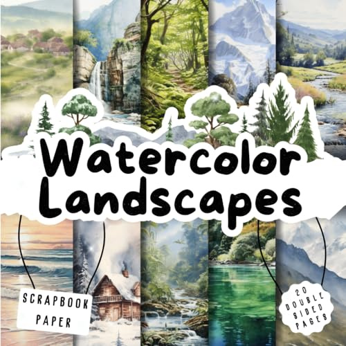 Watercolor Landscapes scrapbook paper, 8.5x8.5, 10 Designs, 20 Double-Sided Sheets: Scrapbooking Paper for Junk Journals, Decorative craft Paper for ... & Mixed Media, Origami, Collage & Card Making