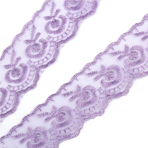 Wisafory 10 Yards Spitzenborte zum Nähen Vintage Spitzenband Spitzenbordüre Zierband Spitzenstoff Spitze Blume Borte Spitzenbesatz Geschenkband für DIY Basteln Hochzeitdeko 4.5cm Lila