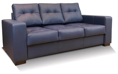 Quattro Meble Echtleder 3 er Sofa Mallorca Pik Extra Gesteppt Ledersofa Ledercouch Leder Blaues Naturleder Toledo Kobalt (Breite 220 cm)