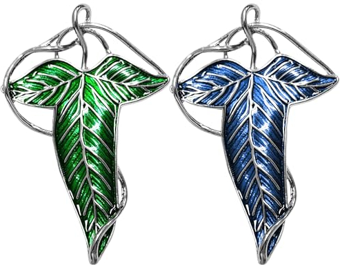 DAZZLUXE 2 Stück Elfenblattbroschen, mittelalterliche Broschen, Damenbroschen, personalisierte Broschen, Vintage-Broschen, perfekt für Herr der Ringe-Liebhaber und Hobbit-Liebhaber