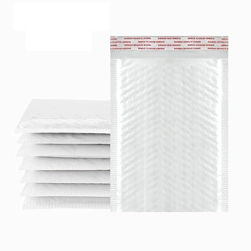 LuftpolsterumschläGe 50 stücke Blase Mailer Weiß Blase Mailer Selbst Dichtung Gepolsterte Umschläge Geschenk Taschen Wasserdichte Verpackung Umschlag Taschen for Buch Versandtaschen Luftpolster(Color: