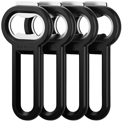 Linoroso 2-in-1 Magnetischer Flaschenöffner Bieröffner - Kühlschrank-Magnet zum Aufbewahren, Praktisches Werkzeug für Bier und Getränkedosen,ideal für Restaurants, Bars und Camping - 4er-Set, Schwarz