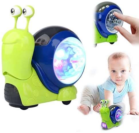 crawling-interactive-walking Crawling Snail Baby Toys 6-12 Months - Interactive Crawling Crab Toy Musical Sensory Toys with LED Lights, Light Up Toys for Babies