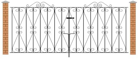 Regent Scroll Metal Garden Driveway Gates Galvanised Wrought Iron Style Swing Gate (2134mm (7ft) Gap X 914mm High RDZP10)
