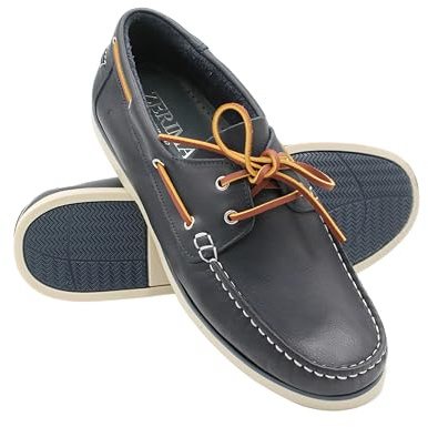 Zerimar Scarpe Barca Uomo Pelle | Scarpe da Barca Estive | Casual Scarpe Uomo | Mocassini da Barca in Pelle | Colore: Blu Marino Taglia 42