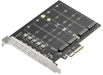 Quad Port PCIe 3.0 x4 NVMe M.2 SSD (m Key) 2280 2260 2242 2230 Adapter Card