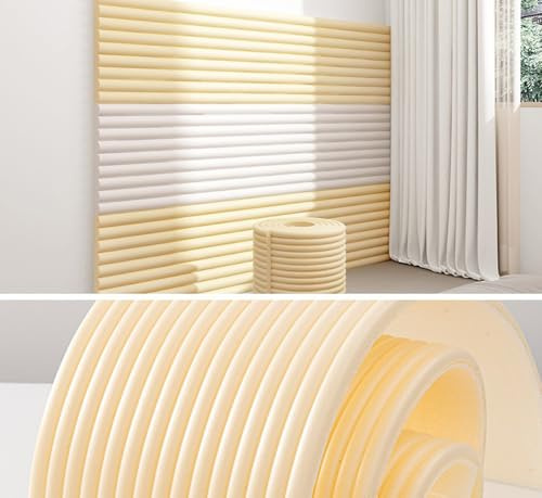 MUMUXIAO Gepolsterte Wandpaneele, selbstklebend, 3D-Anti-Kollisions-Wandpolsterung, gepolsterter Kopfteilschutz, dekoratives Wandkissen für Schlafzimmer, Beige, 200 x 20 cm