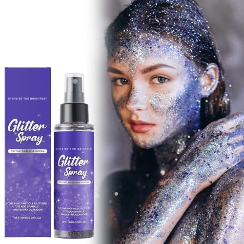 Spray à paillettes, pour cheveux et corps, kit de laque à paillettes, gel liquide, pour le corps, la peau, les cheveux, le visage, séchage rapide, pour Halloween, carnaval, anniversaire (1)