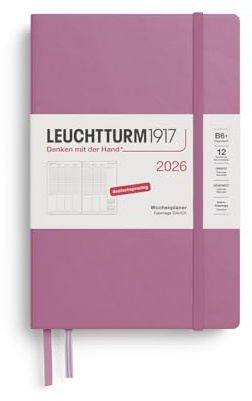 LEUCHTTURM1917 372585 Wochenplaner Paperback (B6+) 2026, 12 Monate, Dusty Rose, Deutsch