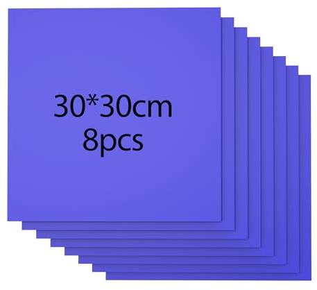 Lot de 8 plaques de contreplaqué coloré de 3 mm - Matériau laser - 30 x 30 cm - En contreplaqué coloré - Sans peinture - Plaque en bois non traité pour le modélisme, découpe laser - Gravure (violet)