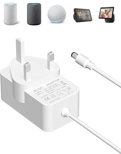 Binamao 30W Power Adapter for Echo (3rd 4th Gen), Echo Show 8/10/15, Echo Plus (2. Gen), Echo Show (2. Gen), 1.5M power cable, compatible with Alexa, White