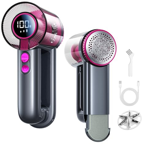 DRFLASH 2-in-1 Fabric Shaver Rechargeable - 3 Speeds Lint Remover with Digital LED Display & Type-C Fast Charging Port, Electric Sweater Defuzzer for Clothes, Furniture, Couch, Blanket