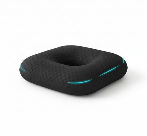 Sitzring Donut Sitzkissen mit Loch – Orthopädisches Sitzkissen für Stuhl & Büro – Weiches, Atmungsaktives Baumwollkissen zur Steißbein-Entlastung – Waschbares Bodenkissen für Homeoffice & Küche