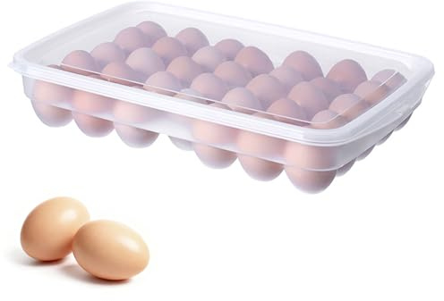 Äggbehållare för 34 ägg, transportlåda, ägglåda plast ägglåda, ägglåda bärbar för kylskåp, kök, utomhus, picknick, camping (E)