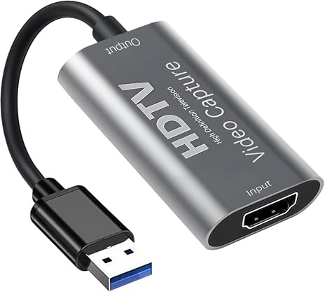 Video Capture Card, 4K HDMI to USB capture card, Full HD 1080p video capture device, HDMI Video Game Capture for OBS, Plug and Play, for Windows and Mac OS, Game and Recording, Calls
