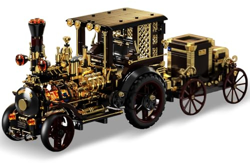 DUANT Retro mechanisches Dampfauto Klemmbausteine Technik, MOC-Oldtimer-Bausatz, Supercar-Spielzeugmodell, Bausteine für Erwachsene zum Sammeln von Autos(1-10)