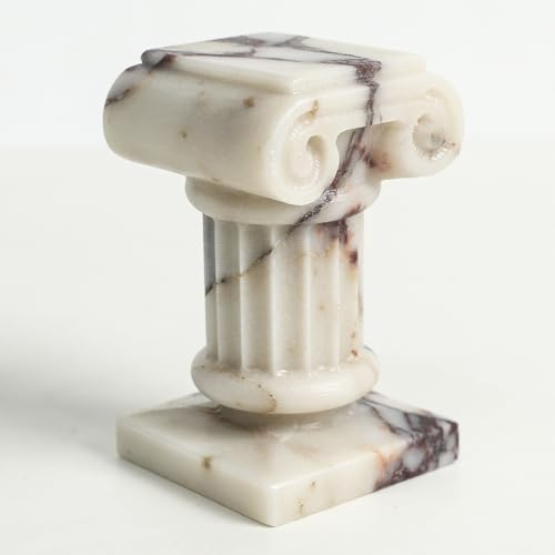 Marble Roman Pillar Statues Small Sculpture Decor for Coffe Table, Decorative Pillar for Living Room Bedroom Bookshelf Display, Mini Roman Columns for Weddings & Valentines, Tabletop Elegant Statue