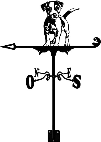 OIFAODAO, Wetterfahnenhund mit Dachmontage, Wetterfahne, Windrichtungsanzeiger, Retro-Wetterhahn, Wetterhahn aus Metall, Garten, kreative Windfahne,Wetterfahne