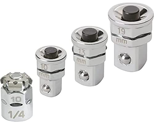 Ks Tools 503.4286 - Jeu d'adaptateurs à verrouillage - Gamme GEARplus® - 4 pcs - Utilisable avec clés GEARplus - Fonction de desserrage rapide - En chrome Vanadium - Finition Satinée