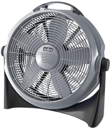 MAN 20-Inch Floor Fan, Gray and Black, High-Velocity Air Circulator, Adjustable Tilt, Indoor Cooling
