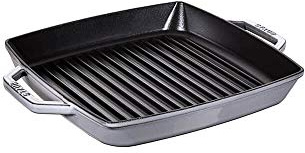 STAUB Rechteckige Grillpfanne mit 2 Griffen, 23 cm, grau