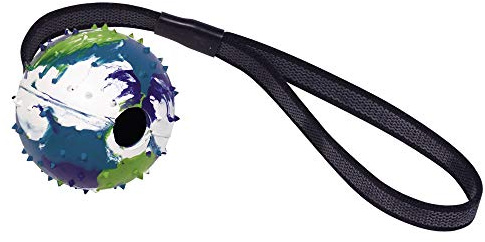 Nobby Vollgummi Snackball mit Anti-Slip Seil Camouflage; Ø 7 cm; Seil: 32 cm