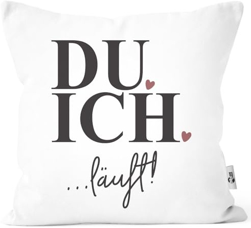 MoonWorks® Kissenbezug Kissenhülle mit Spruch Du Ich läuft Liebes-Geschenk Partner Freundin Freund Weiss Unisize