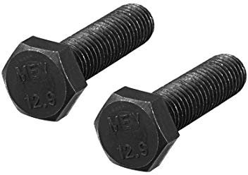 M12 x 45 mm Sechskantkopf links Schrauben Befestigungsbolzen aus Carbonstahl, Schwarz, 2 Stück