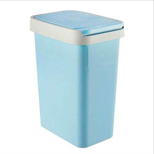 MYBA Poubelle Poubelle en Plastique Poubelle Tactile Corbeille à Papier Rectangulaire Salon Salle de Bains Chambre Cuisine avec Couvercle Poubelle Corbeille à Papier (Color : Light Blue, Taille : A)