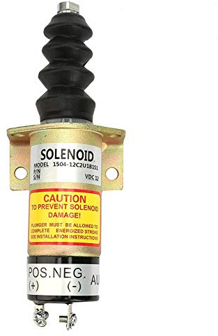 Jadeshay Solenoid, 12V elektrisches Magnetventil Magnet Stahlgehäuse Motor abstellen Stopp Magnetersatz ersetzen Kit 1504-12C-2U1B1-S112V