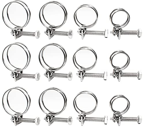 GIAK Colliers de Serrage Double Fil Réglable Tuyaux Clips Clamp Inoxydable 304 Double Pinces Hose Clamp 20mm 25mm 32mm 36mm pour Tuyaux Colliers Tuyau d'Eau Pince (12pcs)