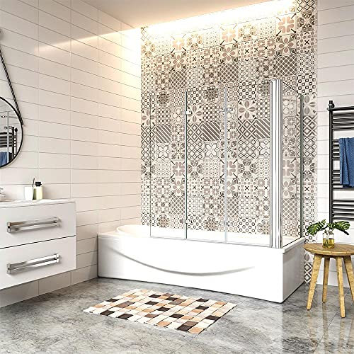 130x140cm Parete Doccia Sopravasca Angolare 3 Ante Pieghevoli con Parete Laterale 70cm Vetro Temperato 6mm Trasparente Anticalcare Cromato Lucido