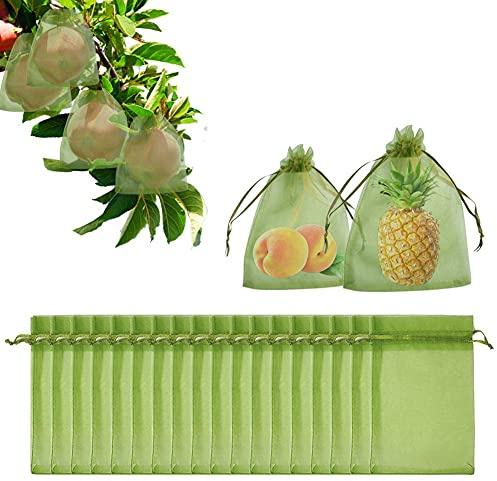 ZWPARTS Sac de Protection Raisins Lot 50, Jardin Plante Fruits avec Cordon Serrage, pour Protéger Contre Les Guêpes, Oiseaux, Mouches Cerisier et Autres Insectes (23*17cm), 166