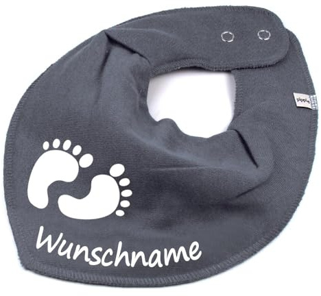HALSTUCH mit Namen oder Text personalisiert für Baby oder Kind aus Baumwolle in Einheitsgröße Babyfüße