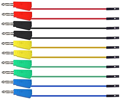 DEWIN Jumper Wires, 10pcs P1530 Stackable Banana Plug to Breadboard Female Jumper Wires Soft Flexible Silicone Test Leads