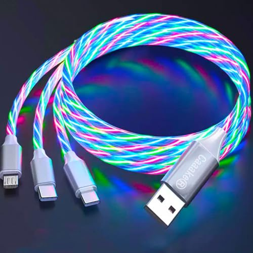 Caaake Cavo di ricarica 3 in 1 Ricarica rapida, LED Caricabatterie multi telefono Android Cavo USB C Cavo micro USB da 3 piedi Tipo C Decorazioni per feste a tema per feste Bambini (Multicolore)