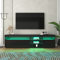 Azkoeesy TV-Schrank 180 cm mit LED-Beleuchtung, Hochglanz Schwarz - 180x35x48 cm - Modernes Lowboard, TV-Board, Fernsehtisch, mit 2 Glasböden und 3 Türen, Opener Stauraum, für Wohnzimmer