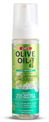 ORS Olive Oil Style Curl Defining Mousse - 207ml, Infused With Rice Water & Electrolytes, For Max Moisture & Super Soft Hair